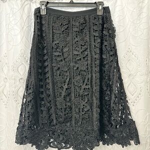 Black Floral Lace A-Line Skirt